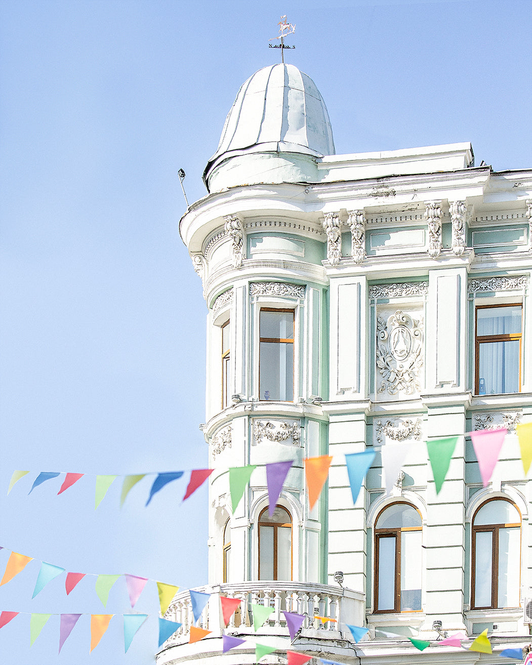 Colorful Building with Blue Sky print