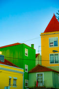 Colorful houses with a clear blue sky