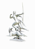 A classical-style sculpture of a nude female figure in motion