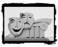 Theater Mask Black and White Print