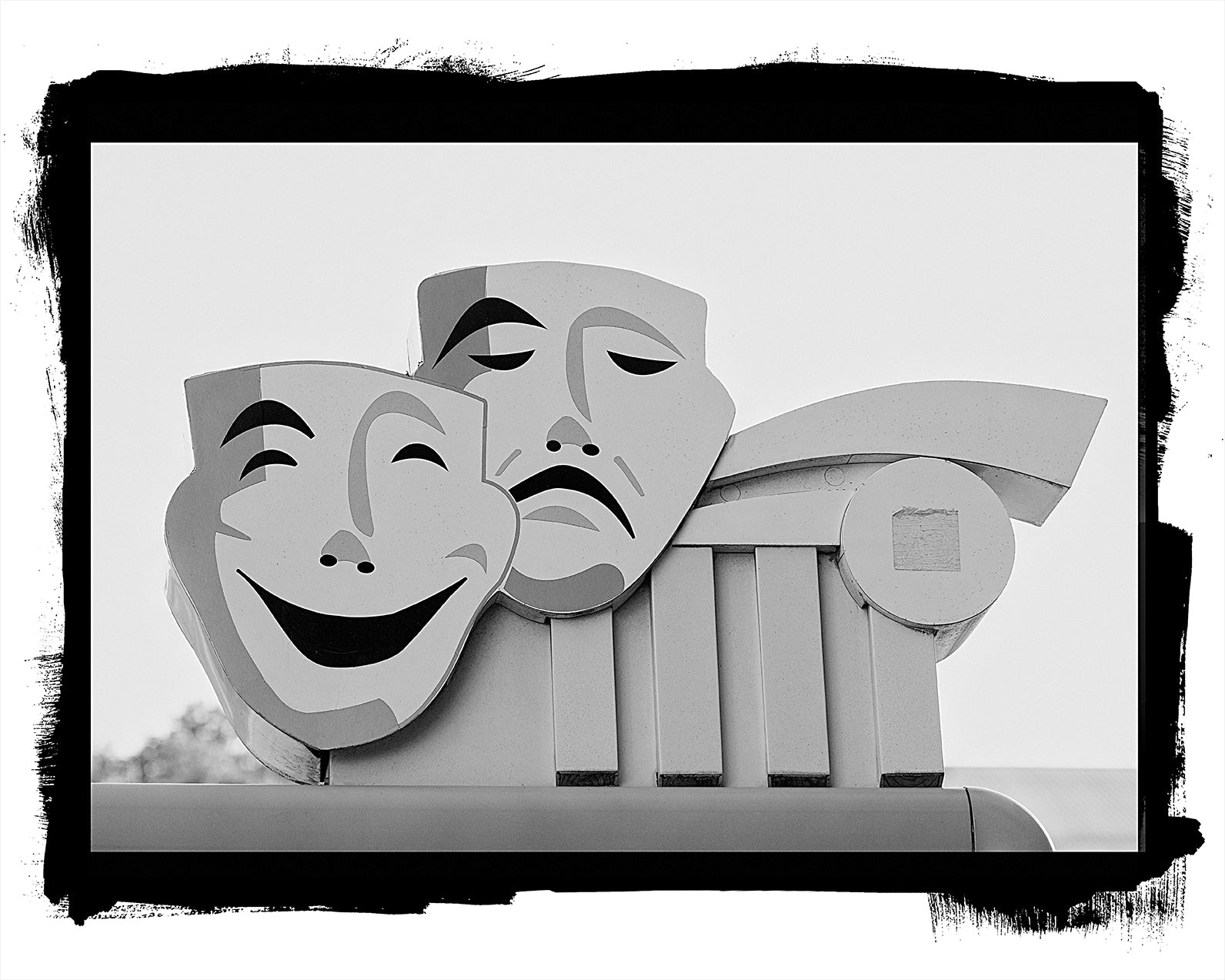 Theater Mask Black and White Print